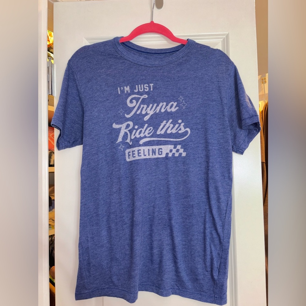 Not Another Label, Blue t shirt with writing